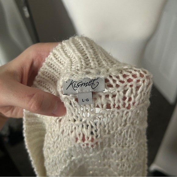 Y2K “Kismet” White & Gold Shiny Knitted Long Sleeve Oversized Sweater - Picture 5 of 6